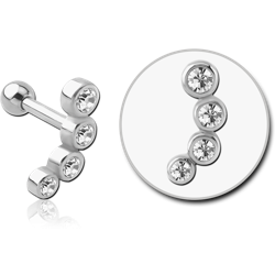 SURGICAL STEEL GRADE 316L JEWELED TRAGUS MICRO BARBELL