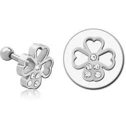 SURGICAL STEEL GRADE 316L JEWELED TRAGUS MICRO BARBELL - FLOWER