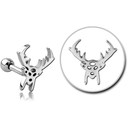 SURGICAL STEEL GRADE 316L TRAGUS MICRO BARBELL - REINDEER