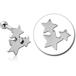 SURGICAL STEEL GRADE 316L TRAGUS MICRO BARBELL - STARS