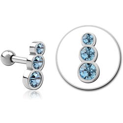 SURGICAL STEEL GRADE 316L JEWELED TRAGUS MICRO BARBELL