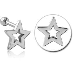 SURGICAL STEEL GRADE 316L TRAGUS MICRO BARBELL - STAR