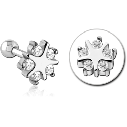 SURGICAL STEEL GRADE 316L JEWELED TRAGUS MICRO BARBELL