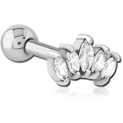 SURGICAL STEEL GRADE 316L JEWELED TRAGUS MICRO BARBELL