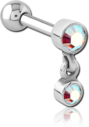 SURGICAL STEEL GRADE 316L JEWELED TRAGUS MICRO BARBELL