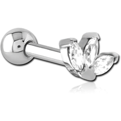 SURGICAL STEEL GRADE 316L JEWELED TRAGUS MICRO BARBELL