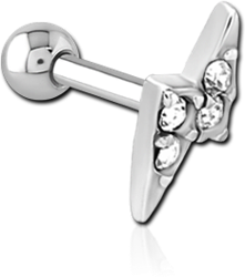SURGICAL STEEL GRADE 316L JEWELED TRAGUS MICRO BARBELL - THUNDER