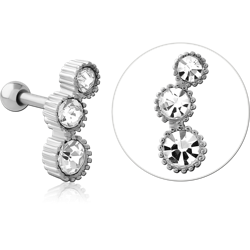 SURGICAL STEEL GRADE 316L  JEWELED TRAGUS MICRO BARBELL