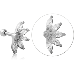 SURGICAL STEEL GRADE 316L  JEWELED TRAGUS MICRO BARBELL