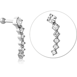 SURGICAL STEEL GRADE 316L JEWELED TRAGUS MICRO BARBELL