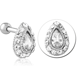 SURGICAL STEEL GRADE 316L JEWELED TRAGUS MICRO BARBELL