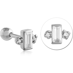 SURGICAL STEEL GRADE 316L JEWELED TRAGUS MICRO BARBELL