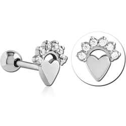 SURGICAL STEEL GRADE 316L JEWELED TRAGUS MICRO BARBELL