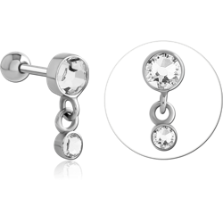 SURGICAL STEEL GRADE 316L JEWELED TRAGUS MICRO BARBELL