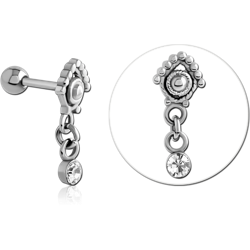 SURGICAL STEEL GRADE 316L JEWELED TRAGUS MICRO BARBELL