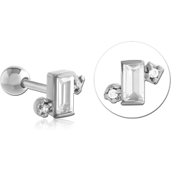 SURGICAL STEEL GRADE 316L JEWELED TRAGUS MICRO BARBELL