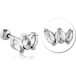 SURGICAL STEEL GRADE 316L JEWELED TRAGUS MICRO BARBELL