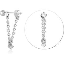 SURGICAL STEEL GRADE 316L JEWELED TRAGUS MICRO BARBELL