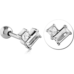 SURGICAL STEEL GRADE 316L JEWELED TRAGUS MICRO BARBELL