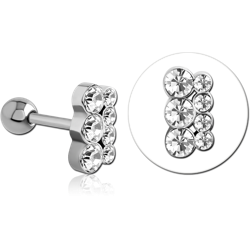 SURGICAL STEEL GRADE 316L JEWELED TRAGUS MICRO BARBELL