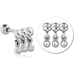 SURGICAL STEEL GRADE 316L JEWELED TRAGUS MICRO BARBELL