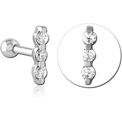 SURGICAL STEEL GRADE 316L JEWELED TRAGUS MICRO BARBELL