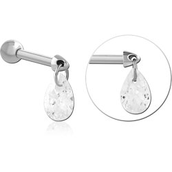 SURGICAL STEEL GRADE 316L MICRO BARBELL WITH JEWELED CHARM