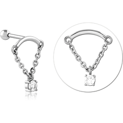 SURGICAL STEEL GRADE 316L MICRO BARBELL WITH JEWELED CHARM