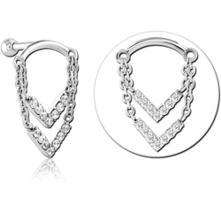 SURGICAL STEEL GRADE 316L MICRO BARBELL WITH JEWELED CHARM