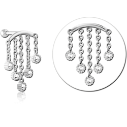 SURGICAL STEEL GRADE 316L MICRO BARBELL WITH JEWELED CHARM