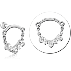 SURGICAL STEEL GRADE 316L MICRO BARBELL WITH JEWELED CHARM