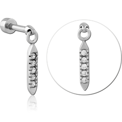 SURGICAL STEEL GRADE 316L MICRO BARBELL WITH JEWELED CHARM