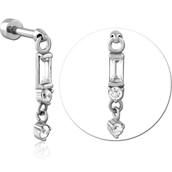 SURGICAL STEEL GRADE 316L MICRO BARBELL WITH JEWELED CHARM