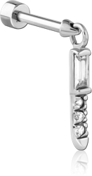 SURGICAL STEEL GRADE 316L MICRO BARBELL WITH JEWELED CHARM