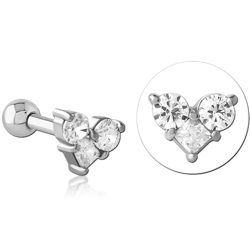 SURGICAL STEEL GRADE 316L JEWELED TRAGUS MICRO BARBELL