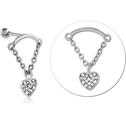 SURGICAL STEEL GRADE 316L JEWELED TRAGUS MICRO BARBELL