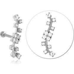 SURGICAL STEEL GRADE 316L JEWELED TRAGUS MICRO BARBELL