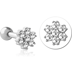 SURGICAL STEEL GRADE 316L JEWELED TRAGUS MICRO BARBELL