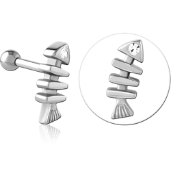 SURGICAL STEEL GRADE 316L JEWELED TRAGUS MICRO BARBELL