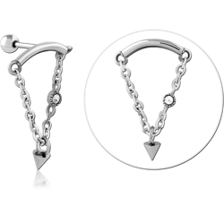 SURGICAL STEEL GRADE 316L JEWELED TRAGUS MICRO BARBELL