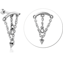 SURGICAL STEEL GRADE 316L JEWELED TRAGUS MICRO BARBELL