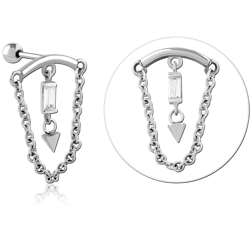 SURGICAL STEEL GRADE 316L JEWELED TRAGUS MICRO BARBELL