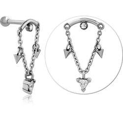 SURGICAL STEEL GRADE 316L JEWELED TRAGUS MICRO BARBELL