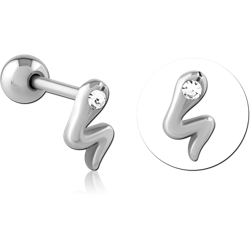 SURGICAL STEEL GRADE 316L JEWELED TRAGUS MICRO BARBELL