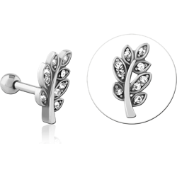 SURGICAL STEEL GRADE 316L JEWELED TRAGUS MICRO BARBELL