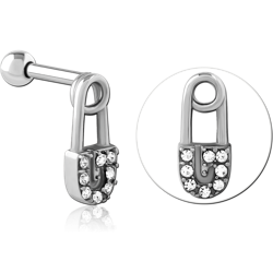 SURGICAL STEEL GRADE 316L JEWELED TRAGUS MICRO BARBELL