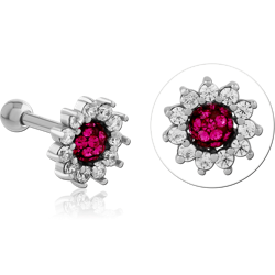 SURGICAL STEEL GRADE 316L JEWELED TRAGUS MICRO BARBELL