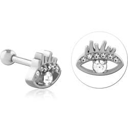 SURGICAL STEEL GRADE 316L JEWELED TRAGUS MICRO BARBELL