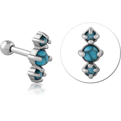 SURGICAL STEEL GRADE 316L JEWELED TRAGUS MICRO BARBELL