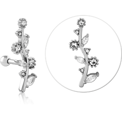 SURGICAL STEEL GRADE 316L JEWELED TRAGUS MICRO BARBELL